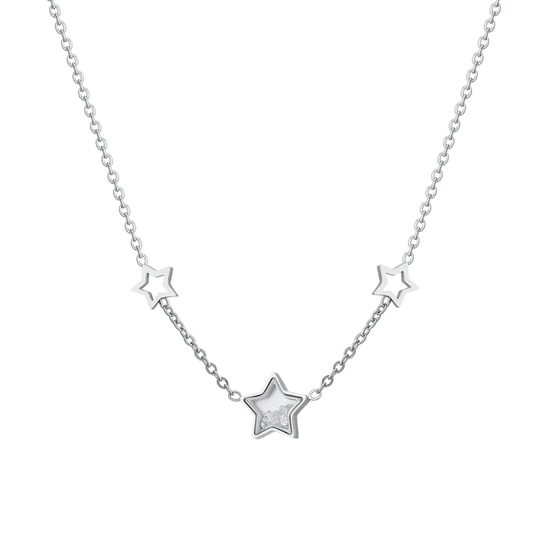 WOMAN'S NECKLACE IN STEEL STARS AND ZIRCONES Luca Barra