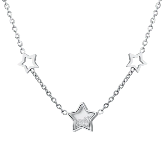 WOMAN'S NECKLACE IN STEEL STARS AND ZIRCONES Luca Barra