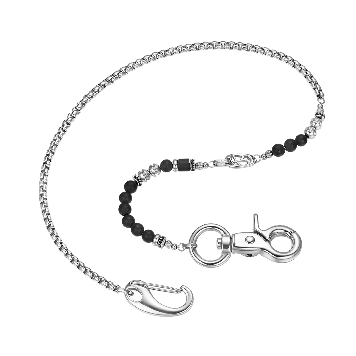 STEEL TROUSER CHAIN WITH ONYX AND BLACK CRYSTALS