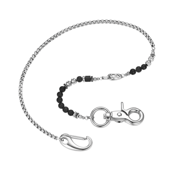 STEEL CHAIN FOR PANTS WITH ONYX AND BLACK CRYSTALS Luca Barra