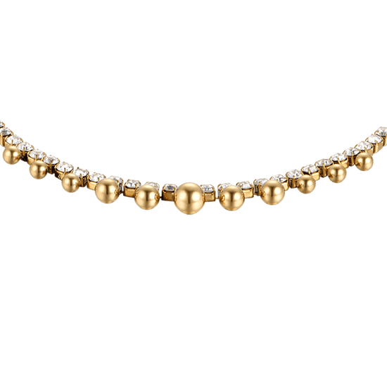 IP GOLD STEEL WOMEN'S ANKLET WITH WHITE CRYSTALS AND SPHERES