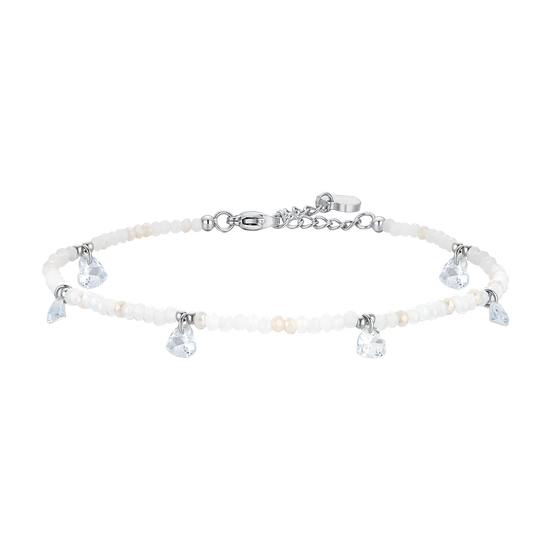 WOMEN'S STEEL ANKLET WHITE STONES AND CRYSTALS