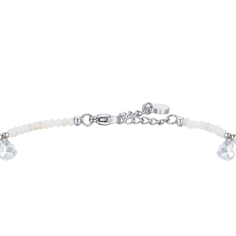 WOMEN'S STEEL ANKLET WHITE STONES AND CRYSTALS