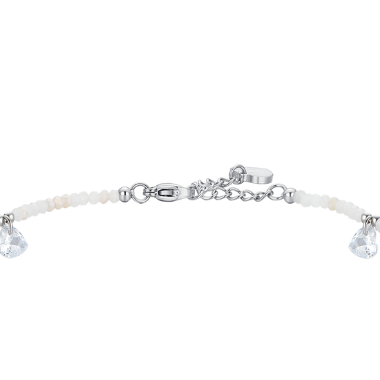 WOMEN'S STEEL ANKLET WHITE STONES AND CRYSTALS