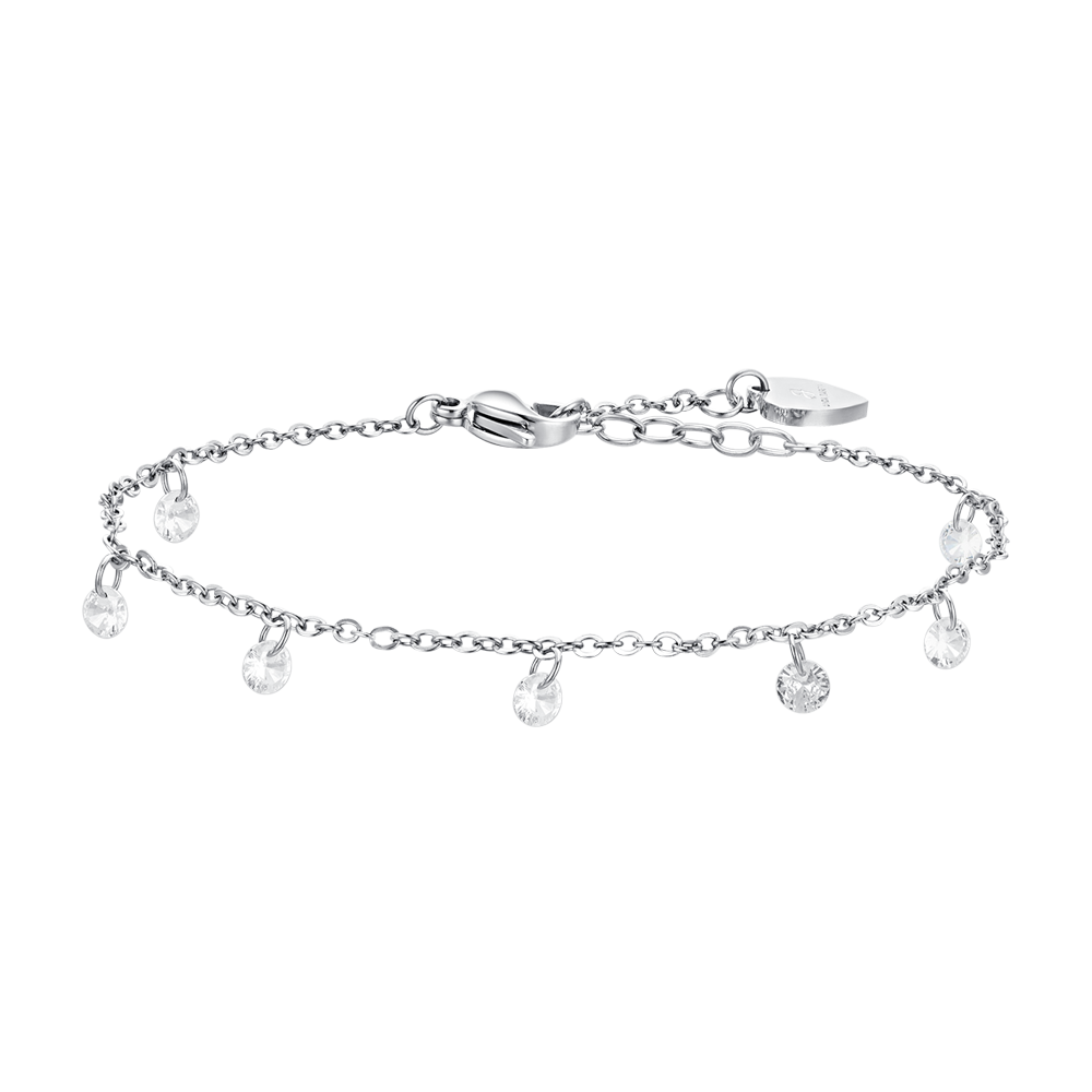 WHITE CUBIC ZIRCONIA STEEL WOMEN'S ANKLET