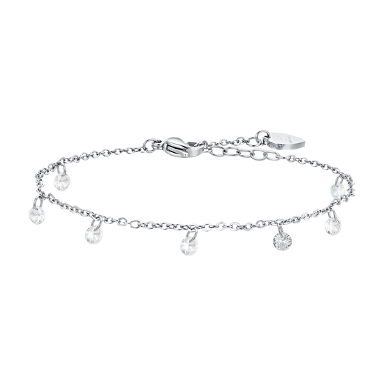 WHITE CUBIC ZIRCONIA STEEL WOMEN'S ANKLET