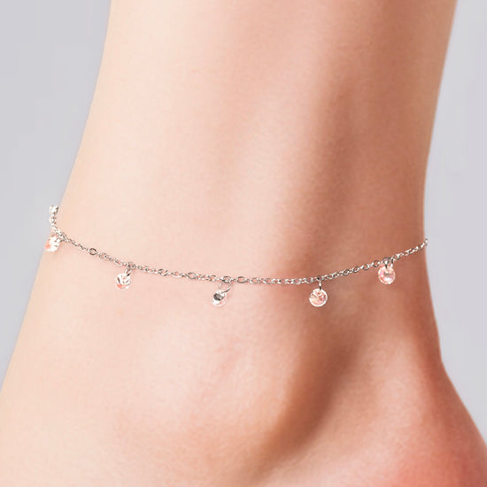 WHITE CUBIC ZIRCONIA STEEL WOMEN'S ANKLET