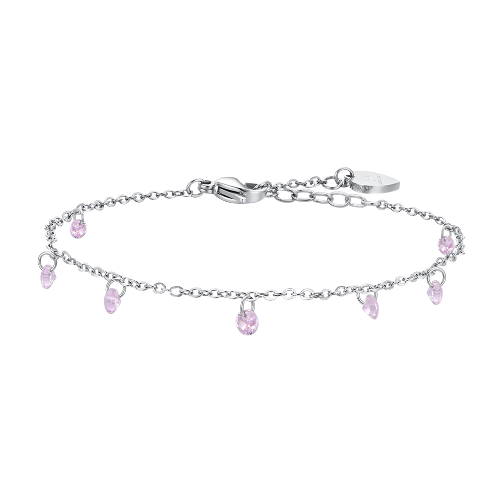 WOMAN'S ANKLE IN STEEL PINK ZIRCONES Luca Barra