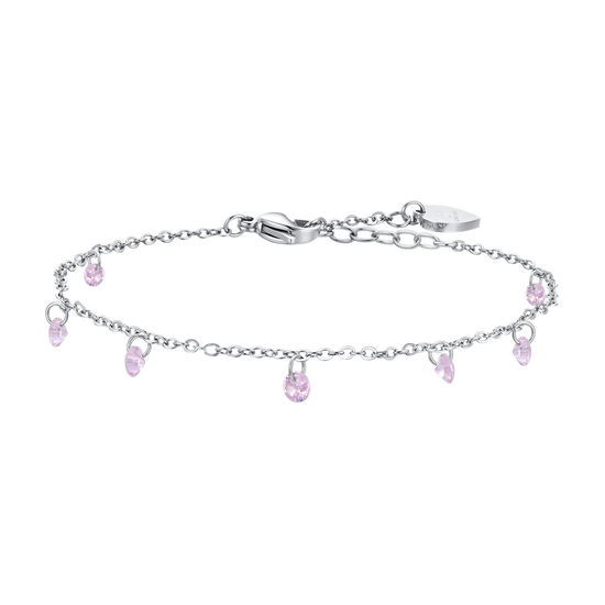 WOMAN'S ANKLE IN STEEL PINK ZIRCONES Luca Barra