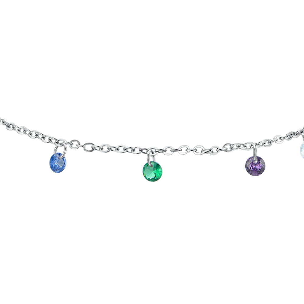 MULTICOLOR ZIRCON STEEL WOMEN'S ANKLET