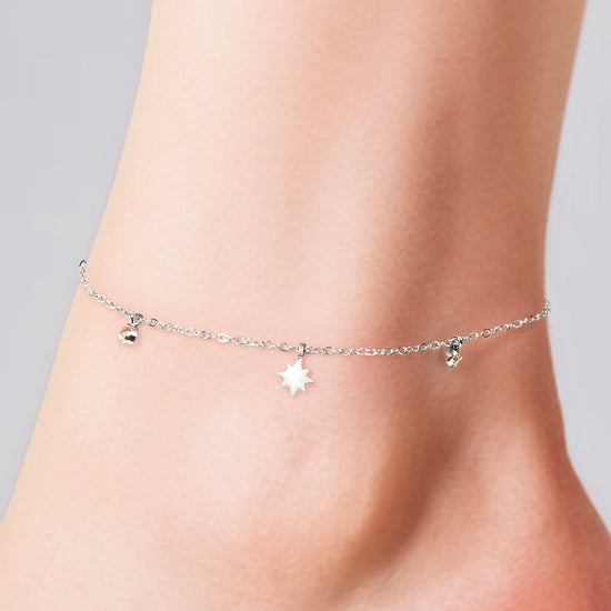 WOMAN ANKLET STEEL ZIRCON AND SISSI STAR