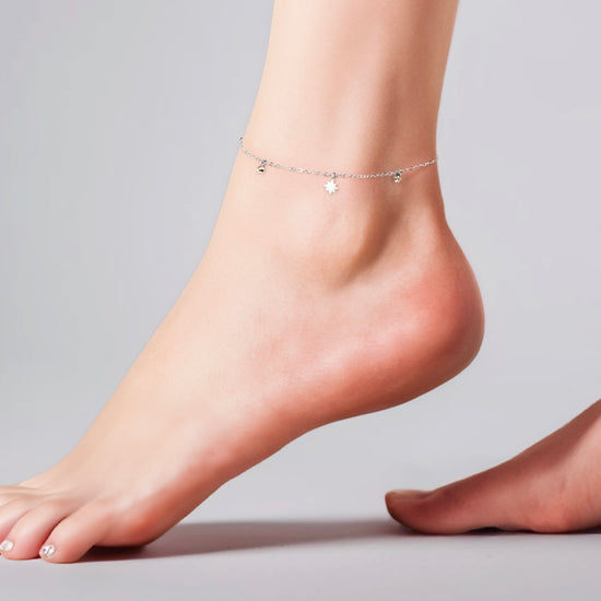 WOMAN ANKLET STEEL ZIRCON AND SISSI STAR