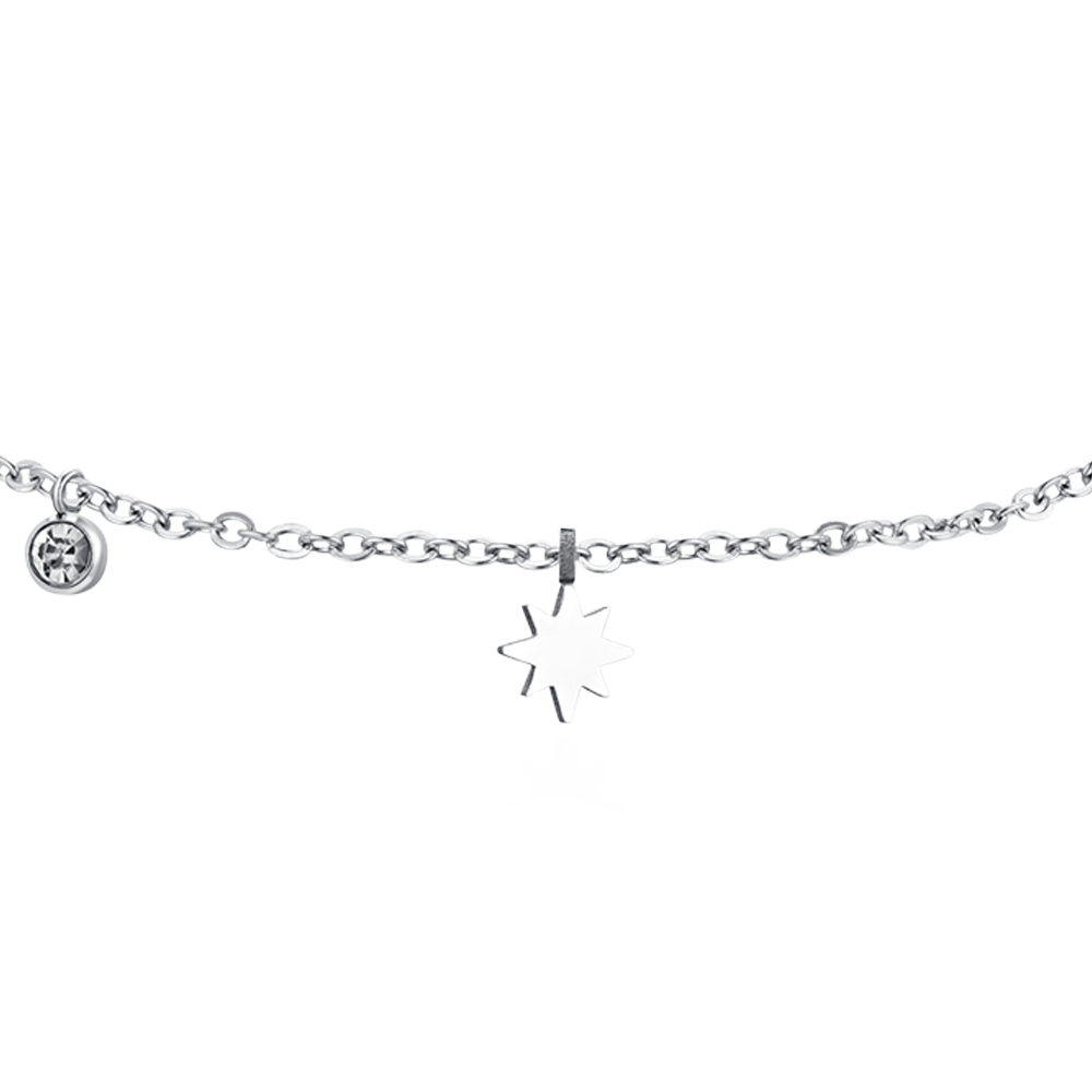 WOMAN ANKLET STEEL ZIRCON AND SISSI STAR