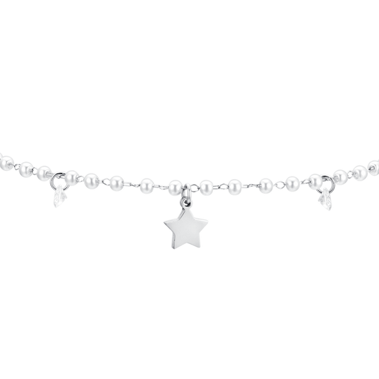 WOMEN'S STEEL ANKLET PEARLS AND STARS