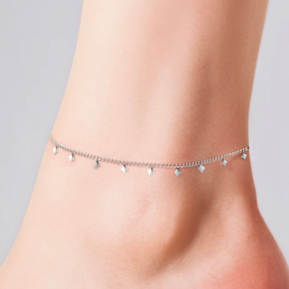 WOMEN'S STEEL ANKLET WITH DIAMONDS