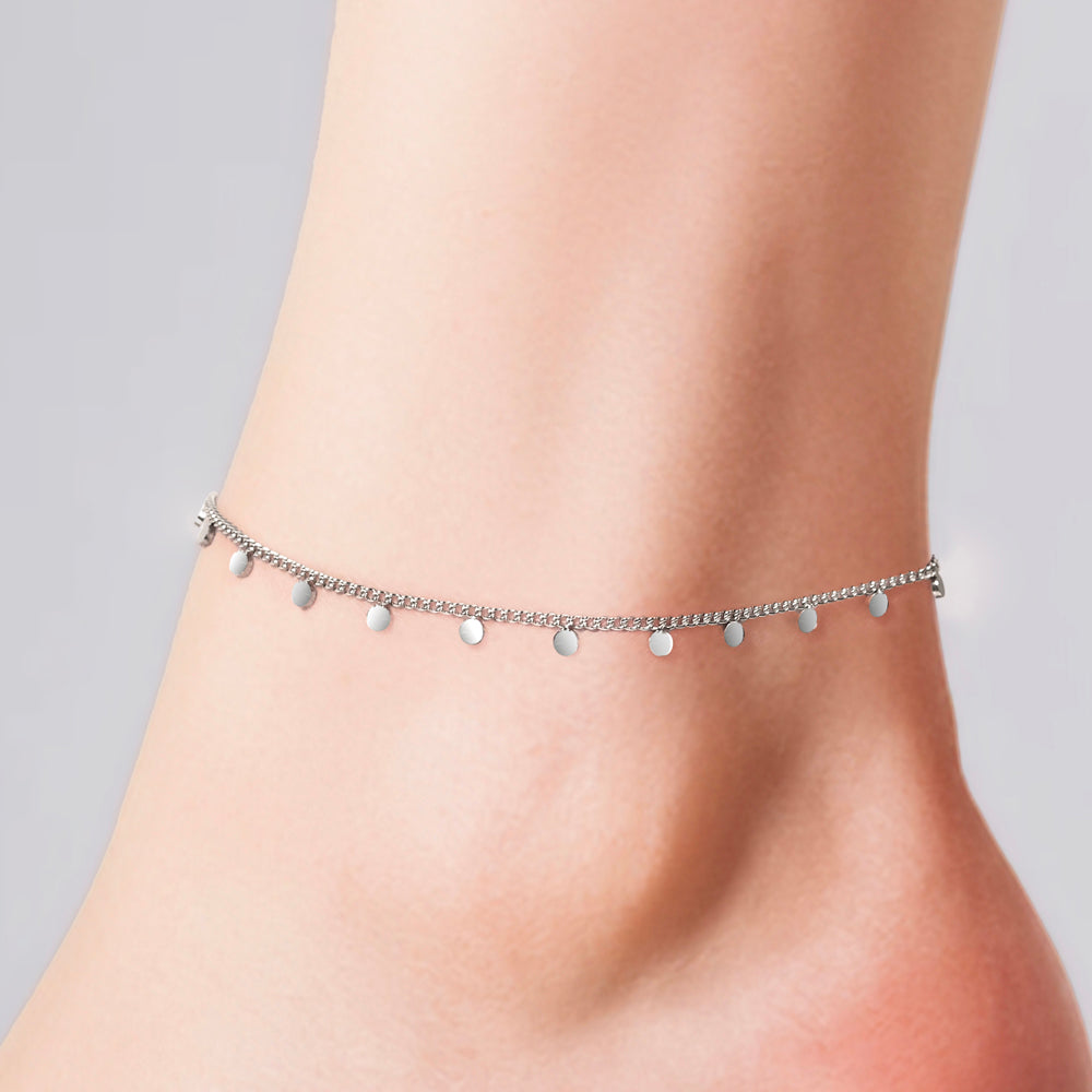 WOMEN'S STEEL ANKLET WITH HOOPS