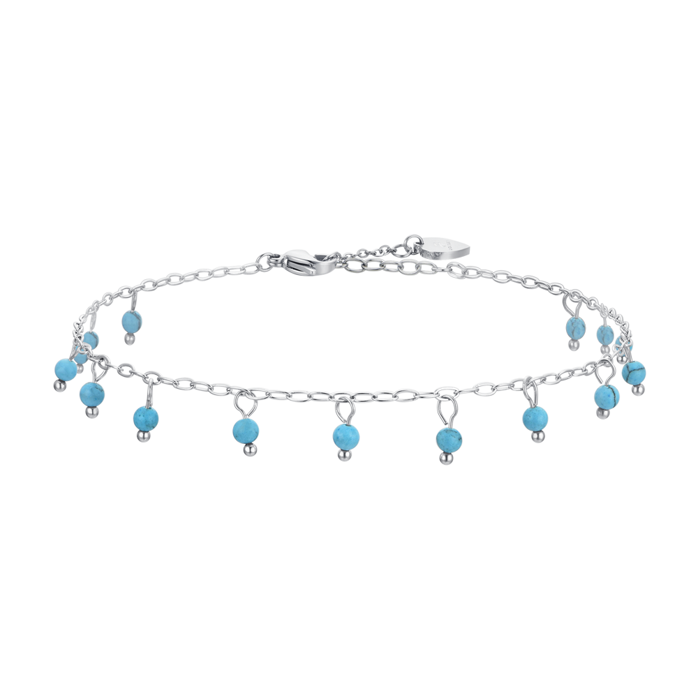 WOMEN'S STEEL ANKLET TURQUOISE STONES