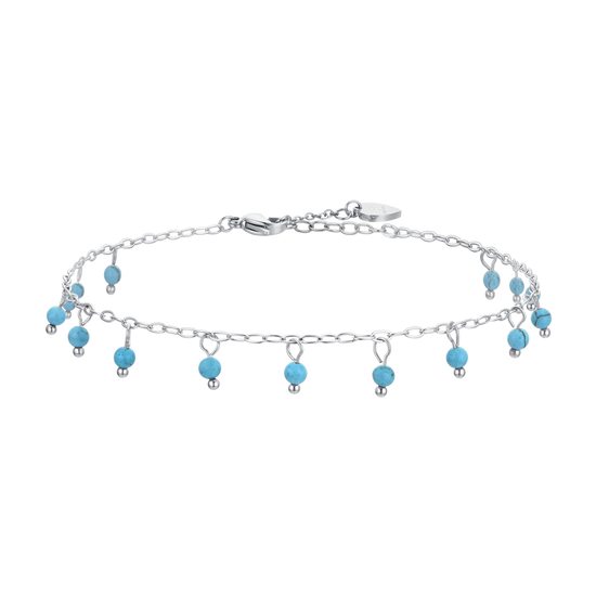 WOMEN'S STEEL ANKLET TURQUOISE STONES