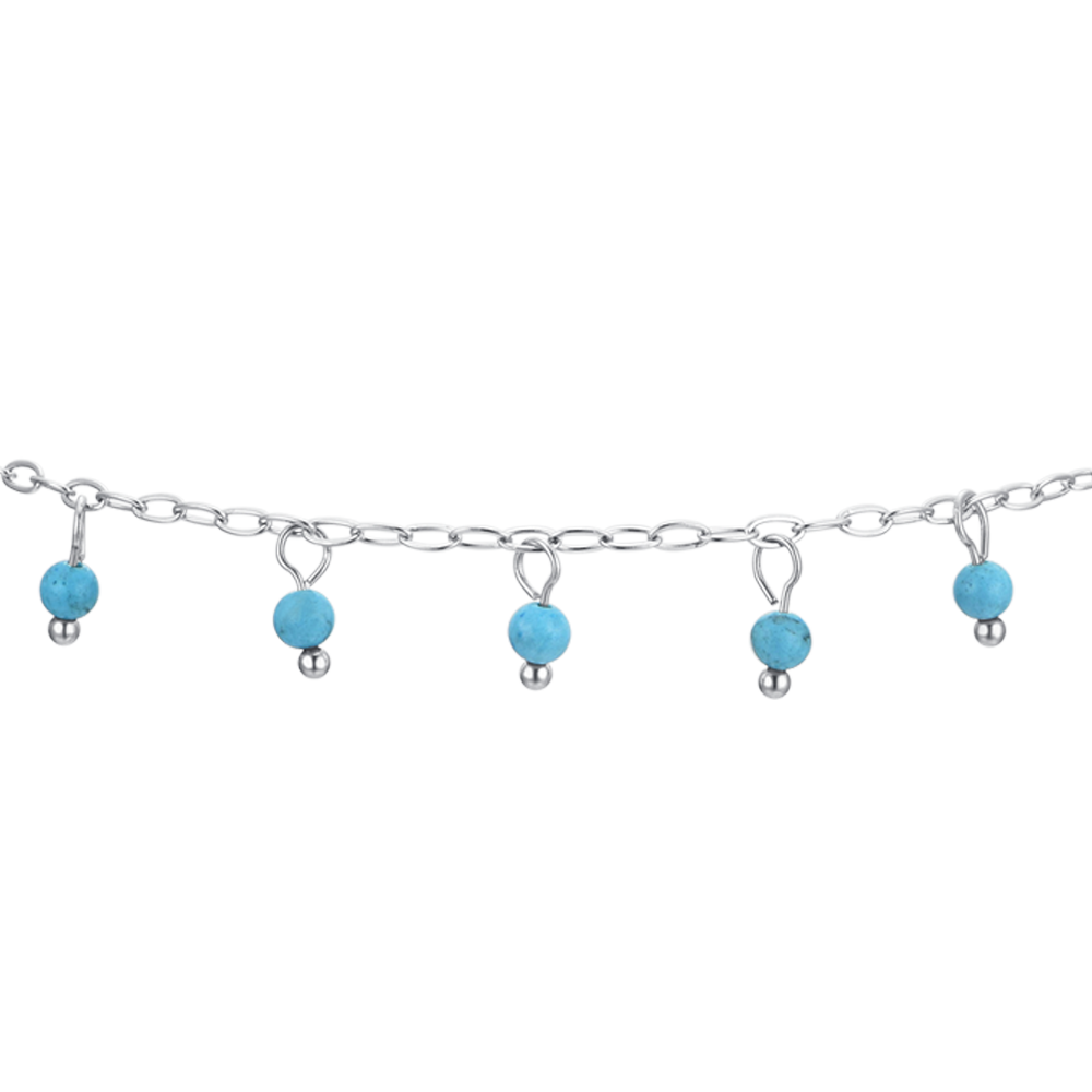 WOMEN'S STEEL ANKLET TURQUOISE STONES