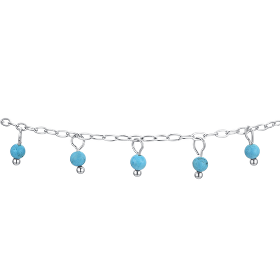 WOMEN'S STEEL ANKLET TURQUOISE STONES