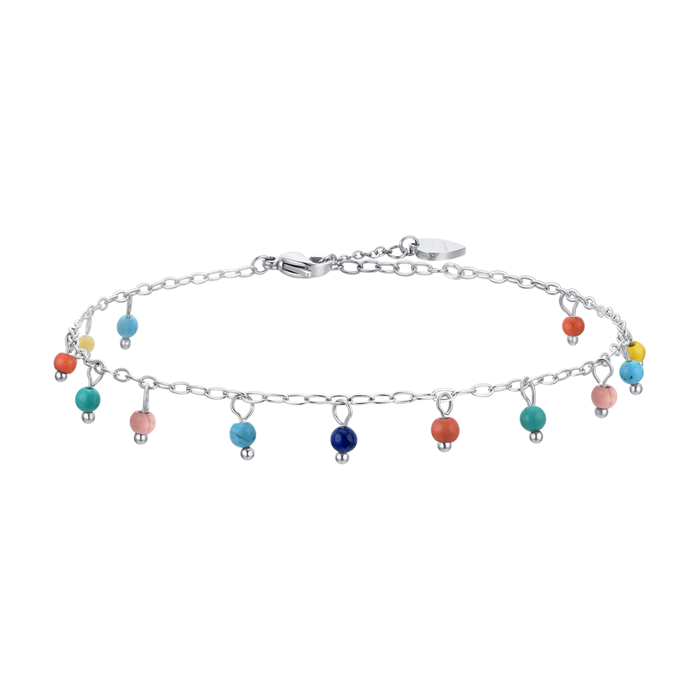 WOMEN'S STEEL ANKLET MULTICOLOR STONES