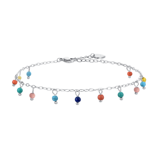 WOMEN'S STEEL ANKLET MULTICOLOR STONES