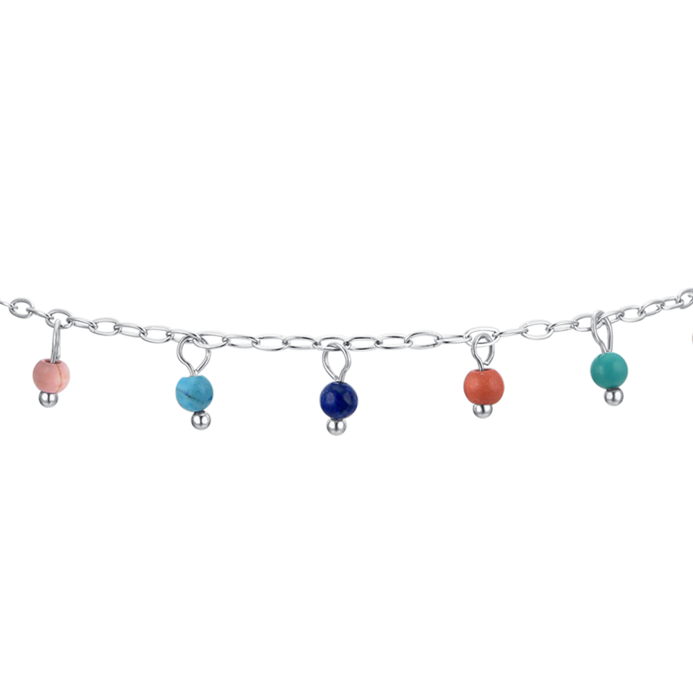 WOMEN'S STEEL ANKLET MULTICOLOR STONES