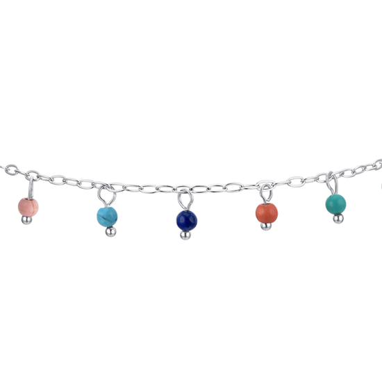 WOMEN'S STEEL ANKLET MULTICOLOR STONES