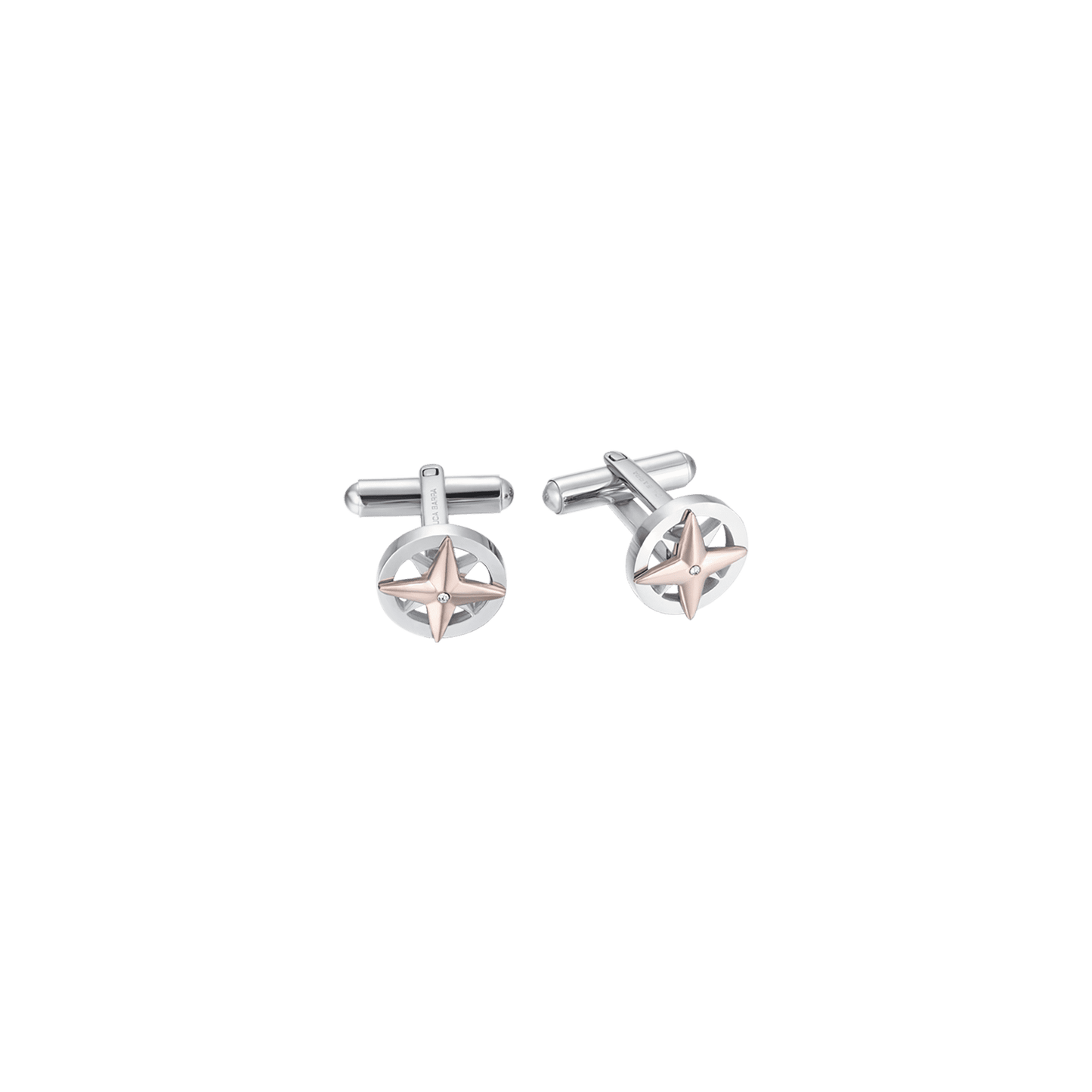 STEEL MEN'S CUFFLINKS WITH IP ROSE COMPASS ROSE