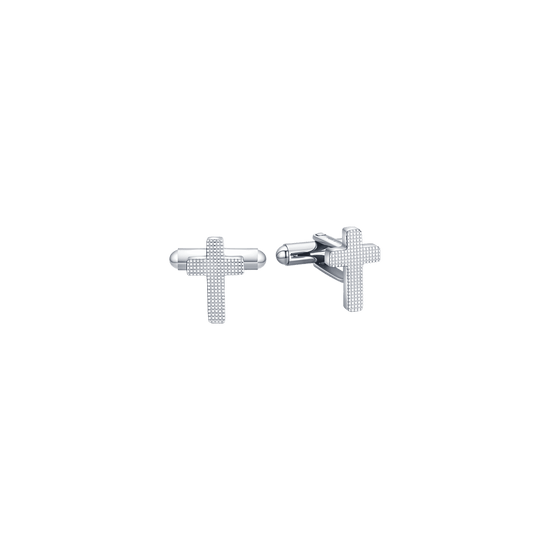 STEEL MEN'S CUFFLINKS WITH CROSS