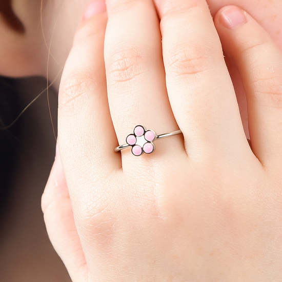 STEEL GIRL RING WITH FLOWER