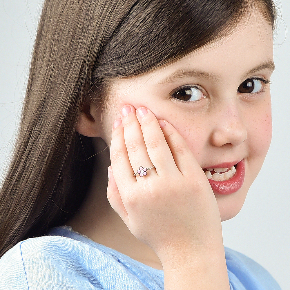 CHILD RING IN STEEL WITH FLOWER Luca Barra