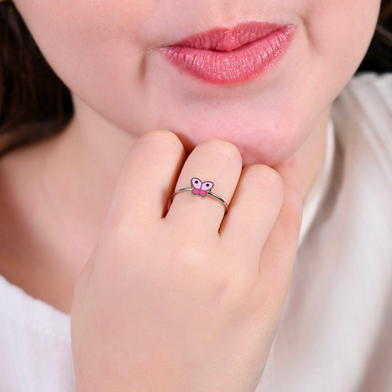 STEEL GIRL RING WITH BUTTERFLY