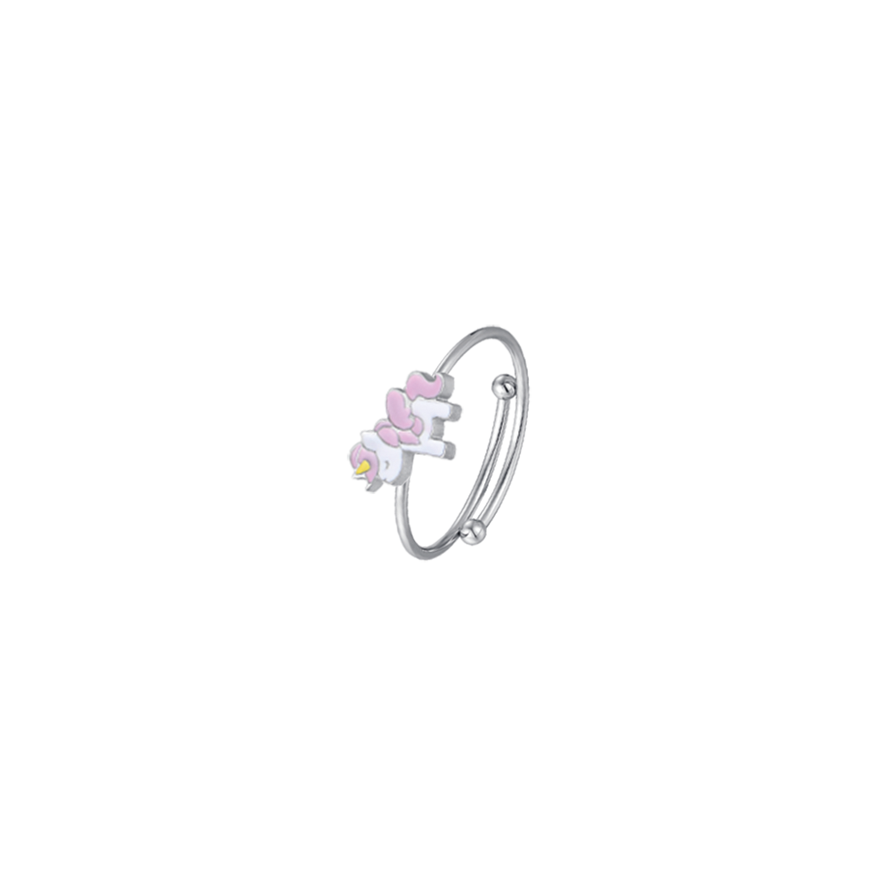 STEEL GIRL RING WITH UNICORN