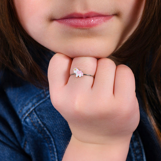 STEEL GIRL RING WITH UNICORN