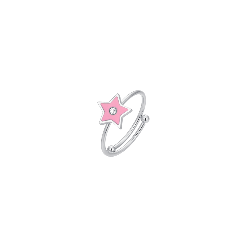 PINK ENAMEL STEEL GIRL RING