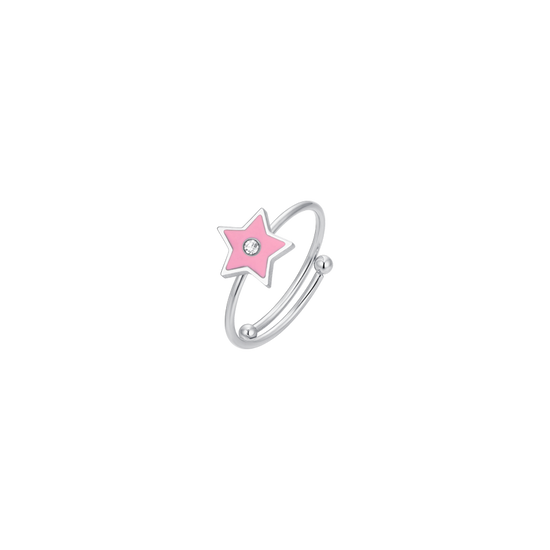 PINK ENAMEL STEEL GIRL RING