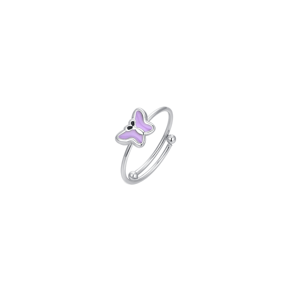 PURPLE ENAMEL STEEL GIRL RING