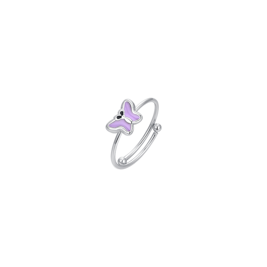 PURPLE ENAMEL STEEL GIRL RING