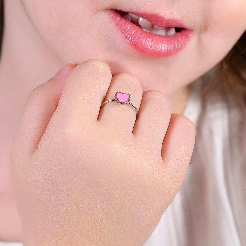 STEEL GIRL RING WITH HEART