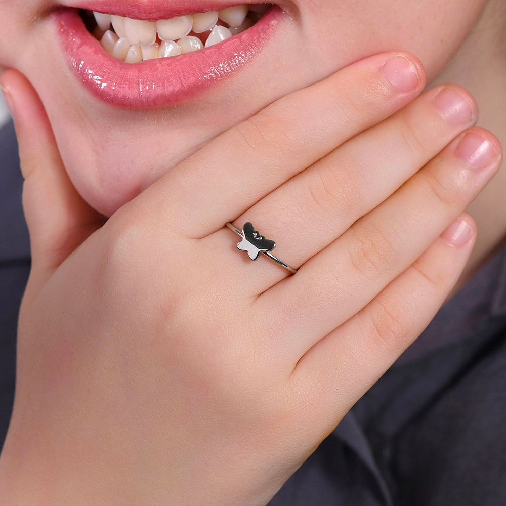 STEEL GIRL RING WITH BUTTERFLIES