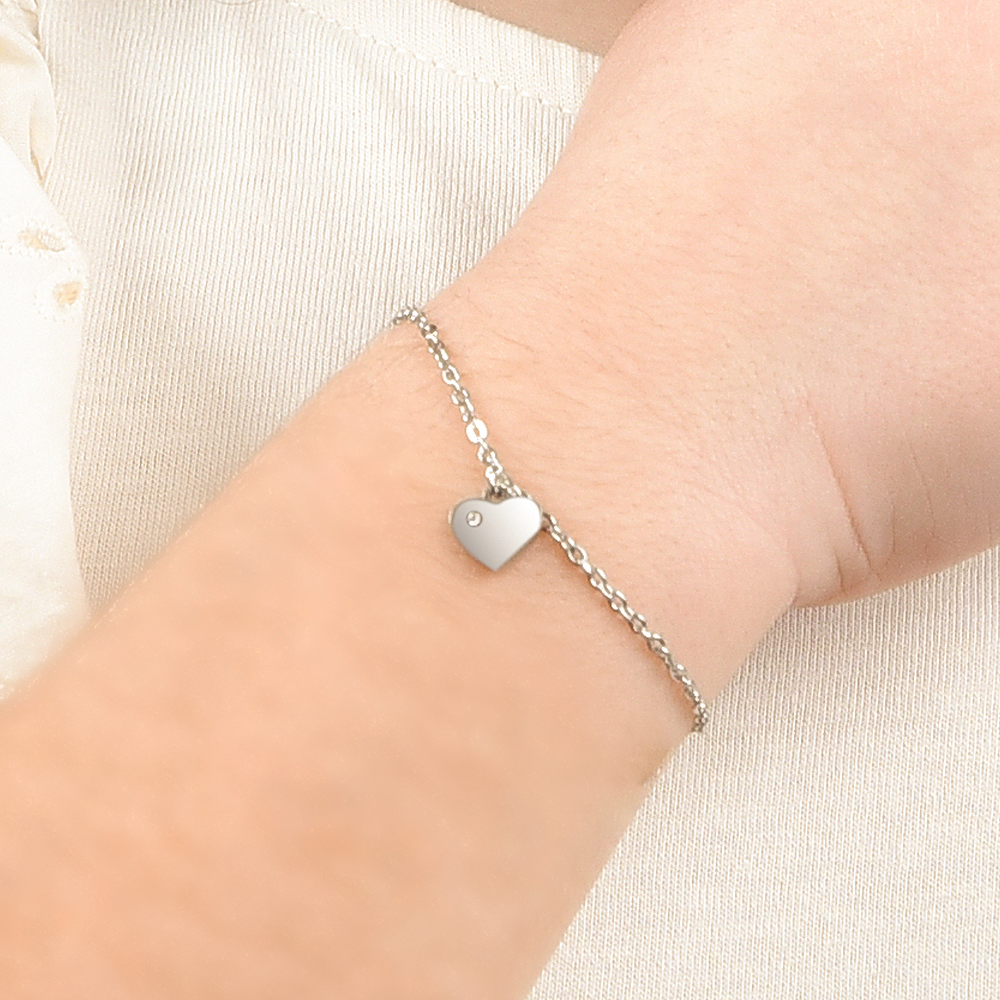 STEEL GIRL BRACELET WITH HEART