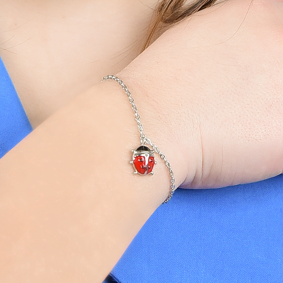 GIRL STEEL BRACELET WITH LADYBUG