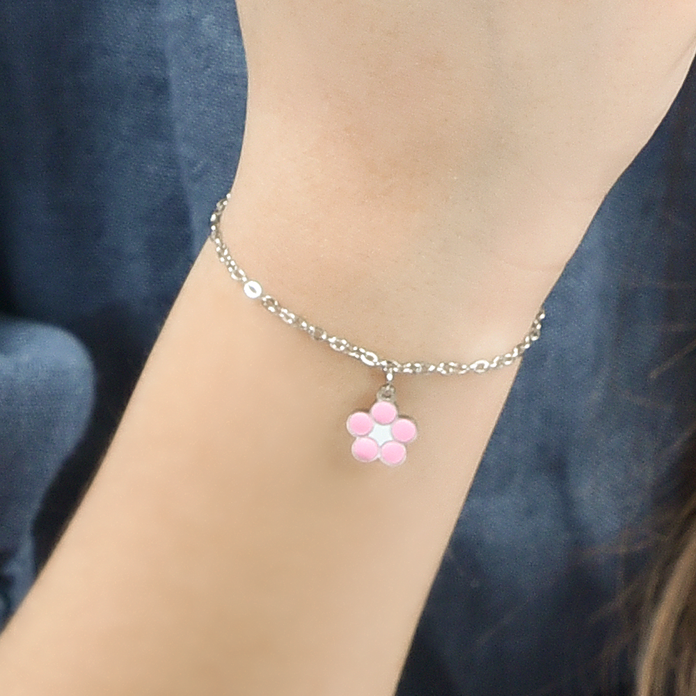 STEEL GIRL BRACELET WITH FLOWER