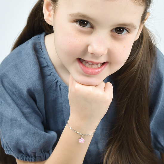 STEEL GIRL BRACELET WITH FLOWER