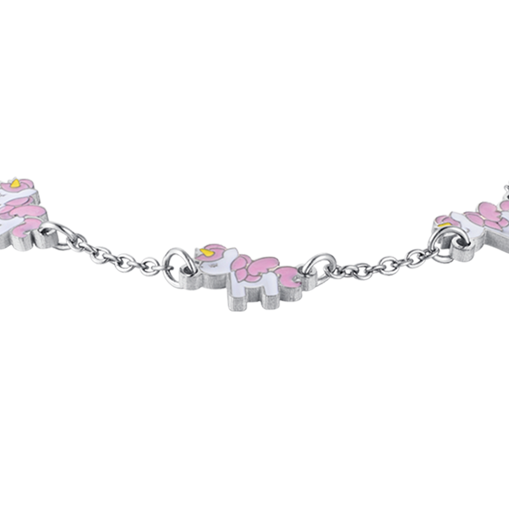 STEEL GIRL BRACELET WITH UNICORNS