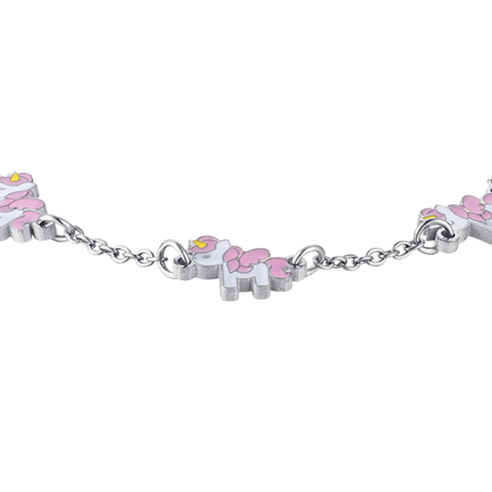 STEEL GIRL BRACELET WITH UNICORNS