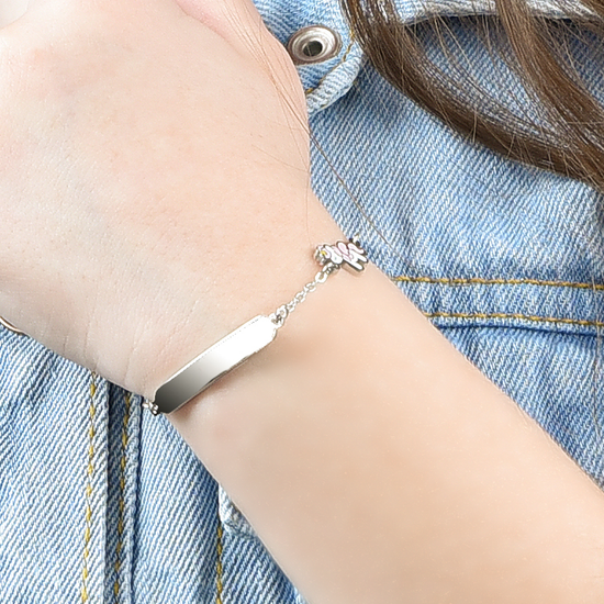 STEEL GIRL BRACELET WITH UNICORN