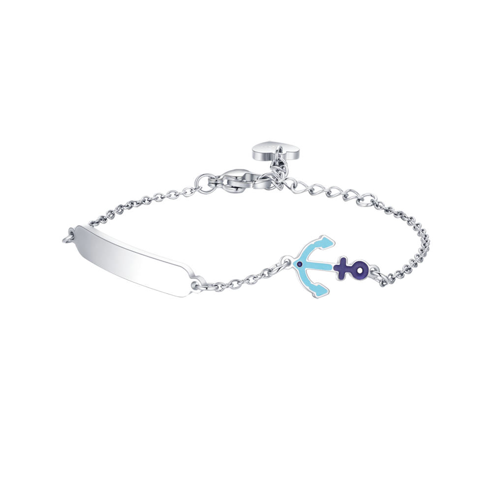 STEEL BABY BRACELET WITH BLUE ANCHOR