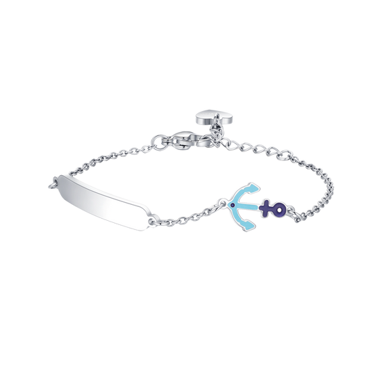 STEEL BABY BRACELET WITH BLUE ANCHOR